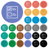 Ballot paper outline multi colored flat icons on round backgrounds. Included white, light and dark icon variations for hover and active status effects, and bonus shades. - Ballot paper outline round flat multi colored icons