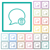 Delete message flat color icons with quadrant frames on white background - Delete message flat color icons with quadrant frames