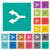 Split arrows left multi colored flat icons on plain square backgrounds. Included white and darker icon variations for hover or active effects. - Split arrows left square flat multi colored icons