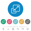 Resize element outline flat round icons - Resize element outline flat white icons on round color backgrounds. 6 bonus icons included.