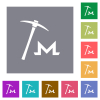 Monero cryptocurrency mining square flat icons - Monero cryptocurrency mining flat icons on simple color square backgrounds