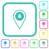GPS location alarm vivid colored flat icons in curved borders on white background - GPS location alarm vivid colored flat icons