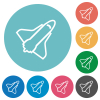 Space shuttle outline flat round icons - Space shuttle outline flat white icons on round color backgrounds