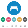 Park bench flat round icons - Park bench flat white icons on round color backgrounds. 6 bonus icons included.