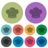 Chef hat solid darker flat icons on color round background - Chef hat solid color darker flat icons