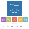 Cancel folder outline flat white icons in square backgrounds - Cancel folder outline flat white icons in square backgrounds. 6 bonus icons included.