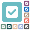 Checkbox solid white flat icons on color rounded square backgrounds - Checkbox solid rounded square flat icons