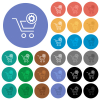 Cart settings outline round flat multi colored icons - Cart settings outline multi colored flat icons on round backgrounds. Included white, light and dark icon variations for hover and active status effects, and bonus shades.