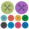 Two wrenches darker flat icons on color round background - Two wrenches color darker flat icons