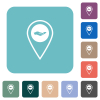 GPS location service white flat icons on color rounded square backgrounds - GPS location service rounded square flat icons