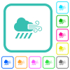 Windy and downpour weather vivid colored flat icons in curved borders on white background - Windy and downpour weather vivid colored flat icons