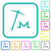 Monero cryptocurrency mining vivid colored flat icons - Monero cryptocurrency mining vivid colored flat icons in curved borders on white background