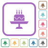 Birthday cake with candles simple icons in color rounded square frames on white background - Birthday cake with candles simple icons