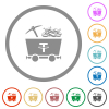 Tether cryptocurrency mining with treasure flat icons with outlines - Tether cryptocurrency mining with treasure flat color icons in round outlines on white background