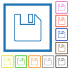 Save to floppy outline flat color icons in square frames on white background - Save to floppy outline flat framed icons