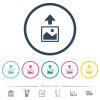 Upload image flat color icons in round outlines. 6 bonus icons included. - Upload image flat color icons in round outlines