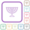 Menorah outline simple icons in color rounded square frames on white background - Menorah outline simple icons