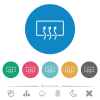 Rear window defrost flat white icons on round color backgrounds. 6 bonus icons included. - Rear window defrost flat round icons