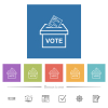 Voting paper and ballot box outline flat white icons in square backgrounds - Voting paper and ballot box outline flat white icons in square backgrounds. 6 bonus icons included.