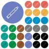 Electronic cigarette outline multi colored flat icons on round backgrounds. Included white, light and dark icon variations for hover and active status effects, and bonus shades. - Electronic cigarette outline round flat multi colored icons