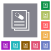 Medical prescription flat icons on simple color square backgrounds - Medical prescription square flat icons