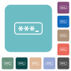 PIN code outline white flat icons on color rounded square backgrounds - PIN code outline rounded square flat icons