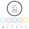 White chess knight flat color icons in round outlines - White chess knight flat color icons in round outlines. 6 bonus icons included.