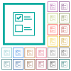 Ballot paper outline flat color icons with quadrant frames on white background - Ballot paper outline flat color icons with quadrant frames