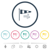 Windsock indicator with wind solid flat color icons in round outlines - Windsock indicator with wind solid flat color icons in round outlines. 6 bonus icons included.