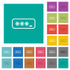 PIN code outline multi colored flat icons on plain square backgrounds. Included white and darker icon variations for hover or active effects. - PIN code outline square flat multi colored icons