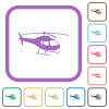 Helicopter silhouette simple icons in color rounded square frames on white background - Helicopter silhouette simple icons