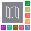 Collapsible map outline square flat icons - Collapsible map outline flat icons on simple color square backgrounds