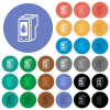 Ink cartridge outline multi colored flat icons on round backgrounds. Included white, light and dark icon variations for hover and active status effects, and bonus shades. - Ink cartridge outline round flat multi colored icons