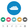 Cruise ship side view flat round icons - Cruise ship side view flat white icons on round color backgrounds. 6 bonus icons included.