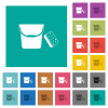 Bucket and sponge square flat multi colored icons - Bucket and sponge multi colored flat icons on plain square backgrounds. Included white and darker icon variations for hover or active effects.