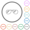 Glasses with glosses flat color icons in round outlines on white background - Glasses with glosses flat icons with outlines