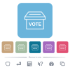 Ballot box outline white flat icons on color rounded square backgrounds. 6 bonus icons included - Ballot box outline flat icons on color rounded square backgrounds