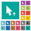 Arrow cursor up solid multi colored flat icons on plain square backgrounds. Included white and darker icon variations for hover or active effects. - Arrow cursor up solid square flat multi colored icons