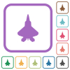 Jet fighter silhouette simple icons - Jet fighter silhouette simple icons in color rounded square frames on white background