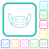 Medical face mask outline vivid colored flat icons - Medical face mask outline vivid colored flat icons in curved borders on white background