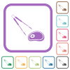 Barbecue tongs and steak simple icons - Barbecue tongs and steak simple icons in color rounded square frames on white background