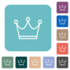 Crown outline white flat icons on color rounded square backgrounds - Crown outline rounded square flat icons