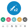 Second vaccine dose flat round icons - Second vaccine dose flat white icons on round color backgrounds. 6 bonus icons included.