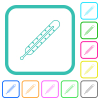 Digital thermometer outline vivid colored flat icons - Digital thermometer outline vivid colored flat icons in curved borders on white background
