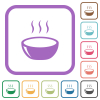 Glossy steaming bowl simple icons in color rounded square frames on white background - Glossy steaming bowl simple icons