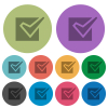 Checked box solid darker flat icons on color round background - Checked box solid color darker flat icons