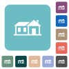 Family house white flat icons on color rounded square backgrounds - Family house rounded square flat icons