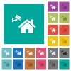 Home security multi colored flat icons on plain square backgrounds. Included white and darker icon variations for hover or active effects. - Home security square flat multi colored icons