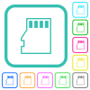 Micro SD memory card outline vivid colored flat icons in curved borders on white background - Micro SD memory card outline vivid colored flat icons