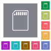 SD memory card outline flat icons on simple color square backgrounds - SD memory card outline square flat icons